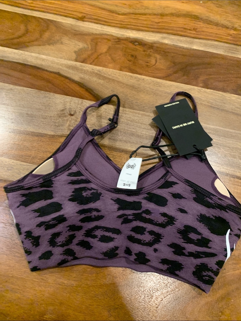 Darc Sport Purple Animal Print Sports Bra with White Graphic - Picture 3 of 3